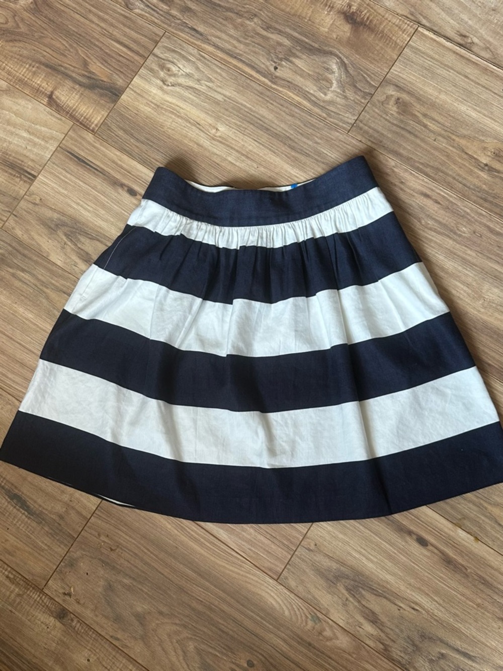 Banana Republic Striped A-Line Skirt Linen Blend Pockets Flowy 0P